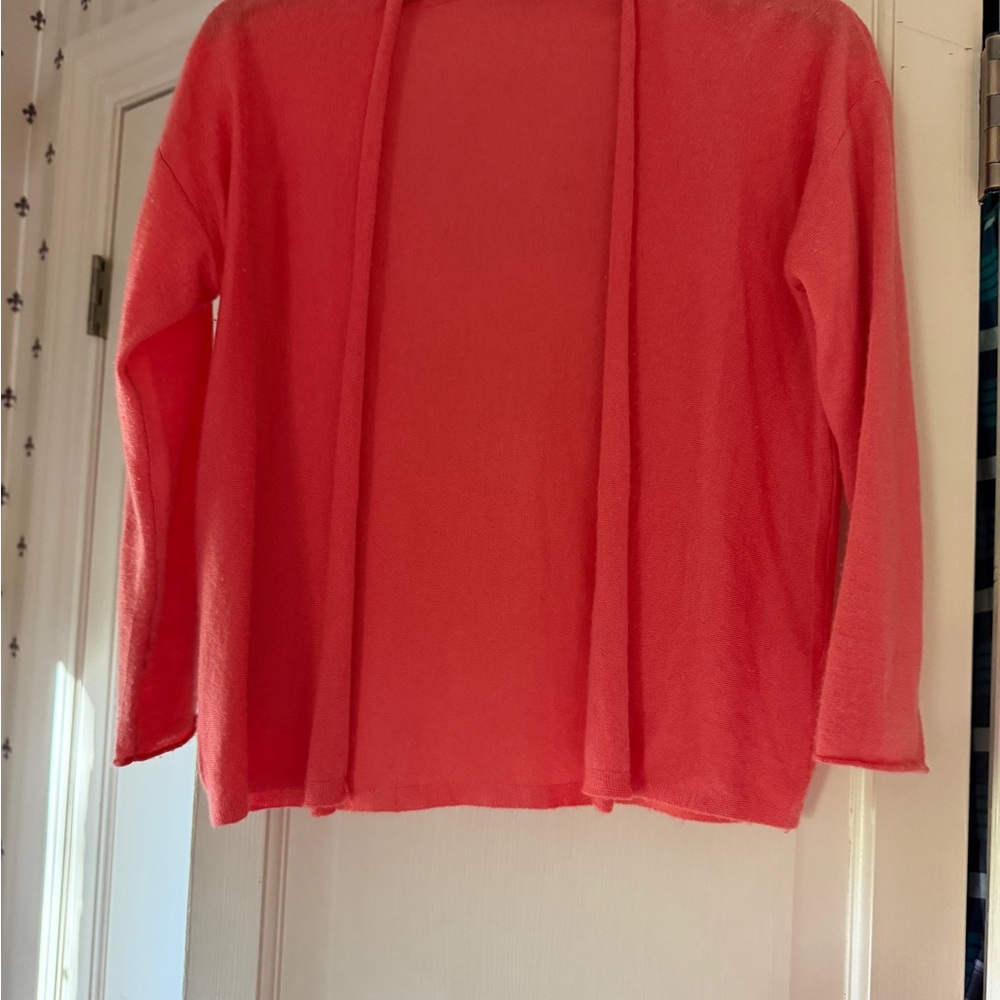 Autumn Cashmere Coral Cardigan Lightweight Knit Sweater